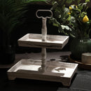 SQUARE WOODEN TIERED TRAY