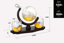 Verolux Whiskey Globe Decanter Set with 2 Etched Glasses in Gift Box