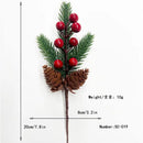 Christmas Artificial Berry Picks with Pine Cones & Greenery – 10 Pcs Holiday Decoration Stems