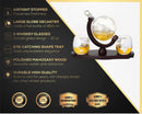 Verolux Whiskey Globe Decanter Set with 2 Etched Glasses in Gift Box