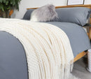 Rust Knit Throw Blanket with Tassel