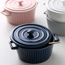 Ceramic Baking Bowl for Oven with Handle and Lid 37 Oz