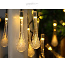 Solar LED string lights in the shape of water drops