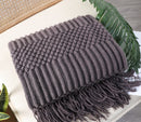 Rust Knit Throw Blanket with Tassel
