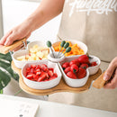 Appetizer Serving Tray with Wooden Holder