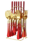 Stainless Steel Western Cutlery 24 Piece Titanium Plated including  Knife, Fork, Spoon and Gift Box