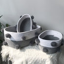 Cotton Woven Storage Basket Cute Pompom