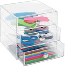 Plastic 3 Jewelry Box, Compact Storage Organization Drawers Set for Cosmetics, Hair Care, Bathroom, Dorm, Desk, Countertop, Office,  Clear