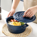 Ceramic Baking Bowl for Oven with Handle and Lid 37 Oz