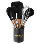 10-Piece Wooden Handle Silicone Kitchen Utensil Set