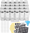 Pcs Glass Spice Jars/Bottles - 4oz Empty Square Spice Containers with Spice Labels - Shaker Lids and Airtight Metal Caps