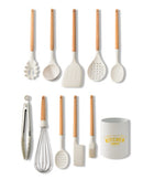 10-Piece Wooden Handle Silicone Kitchen Utensil Set