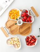 Appetizer Serving Tray with Wooden Holder