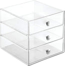Plastic 3 Jewelry Box, Compact Storage Organization Drawers Set for Cosmetics, Hair Care, Bathroom, Dorm, Desk, Countertop, Office,  Clear