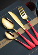 Stainless Steel Western Cutlery 24 Piece Titanium Plated including  Knife, Fork, Spoon and Gift Box