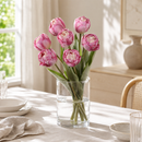 Real Touch Artificial Tulip Bouquet – 7-Stem Faux Double Tulips for Vase