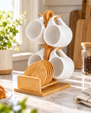 Bamboo Mug Tree & Saucer Organizer