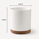 Ceramic Utensil Holder with Bamboo Base
