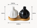 Ceramic Salt and Pepper Shaker Set with Bamboo Tray