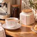 Pink Gingham Bow Ceramic Storage Jar with Bamboo Lid