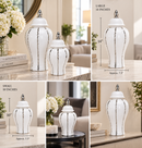 Elegant White & Silver Ginger Jar – Timeless Ceramic Accent for Modern Home Decor