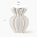 White Sculptural Ceramic Vase – Modern Ribbed Decorative Flower Vase for Living Room, Table & Home Décor