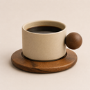 Nordic Mug with Wooden Saucer