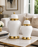 Luxury White Ceramic Ginger Jar – Small