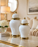 Luxury White Ceramic Ginger Jar – Small
