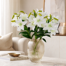 **White Artificial Lily Stem with Multiple Blooms – 29.9″ Faux Flower Spray for Vase, Wedding & Home Décor