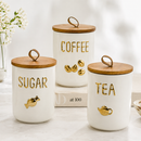 Ceramic Storage Canister with Wooden Lid – Coffee, Tea or Sugar