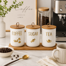 Ceramic Storage Canister with Wooden Lid – Coffee, Tea or Sugar