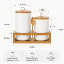 Ceramic Kitchen Canister Set with Bamboo Stand