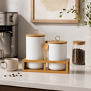 Ceramic Kitchen Canister Set with Bamboo Stand