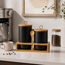 Ceramic Kitchen Canister Set with Bamboo Stand