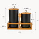 Ceramic Kitchen Canister Set with Bamboo Stand