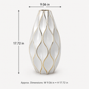 Tall White & Gold Decorative Ceramic Vase