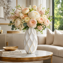 Tall White & Gold Decorative Ceramic Vase