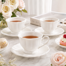 6-Piece White Porcelain Tea Cup & Saucer Set