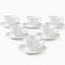 6-Piece White Porcelain Tea Cup & Saucer Set