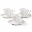 6-Piece White Porcelain Tea Cup & Saucer Set