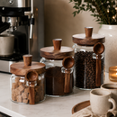 Glass Storage Jar with Wooden Lid & Spoon – 400 ml, 600 ml or 800 ml