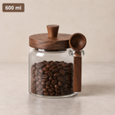 Glass Storage Jar with Wooden Lid & Spoon – 400 ml, 600 ml or 800 ml