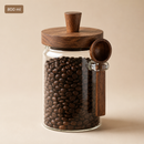 Glass Storage Jar with Wooden Lid & Spoon – 400 ml, 600 ml or 800 ml