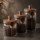 Glass Storage Jar with Wooden Lid & Spoon – 400 ml, 600 ml or 800 ml