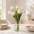 Real Touch Artificial Tulip Bouquet – 7-Stem Faux Double Tulips for Vase