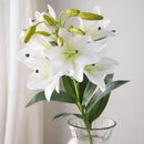 **White Artificial Lily Stem with Multiple Blooms – 29.9″ Faux Flower Spray for Vase, Wedding & Home Décor