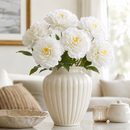 White Real Touch Artificial Peony Stem – Single Faux Flower for Vase