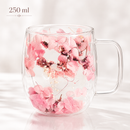 250 ml Double Wall Glass Mug with Pink Floral Design