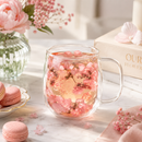 250 ml Double Wall Glass Mug with Pink Floral Design